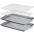 Gymdin Baking Sheet with Cooling Racks - 17'' x 11" x 0.5" Carbon Steel Cookie Sheets for Baking [2 Sheets + 2 Racks], Nonstick Baking Pans, Perfect for Baking, Roasting, and More
