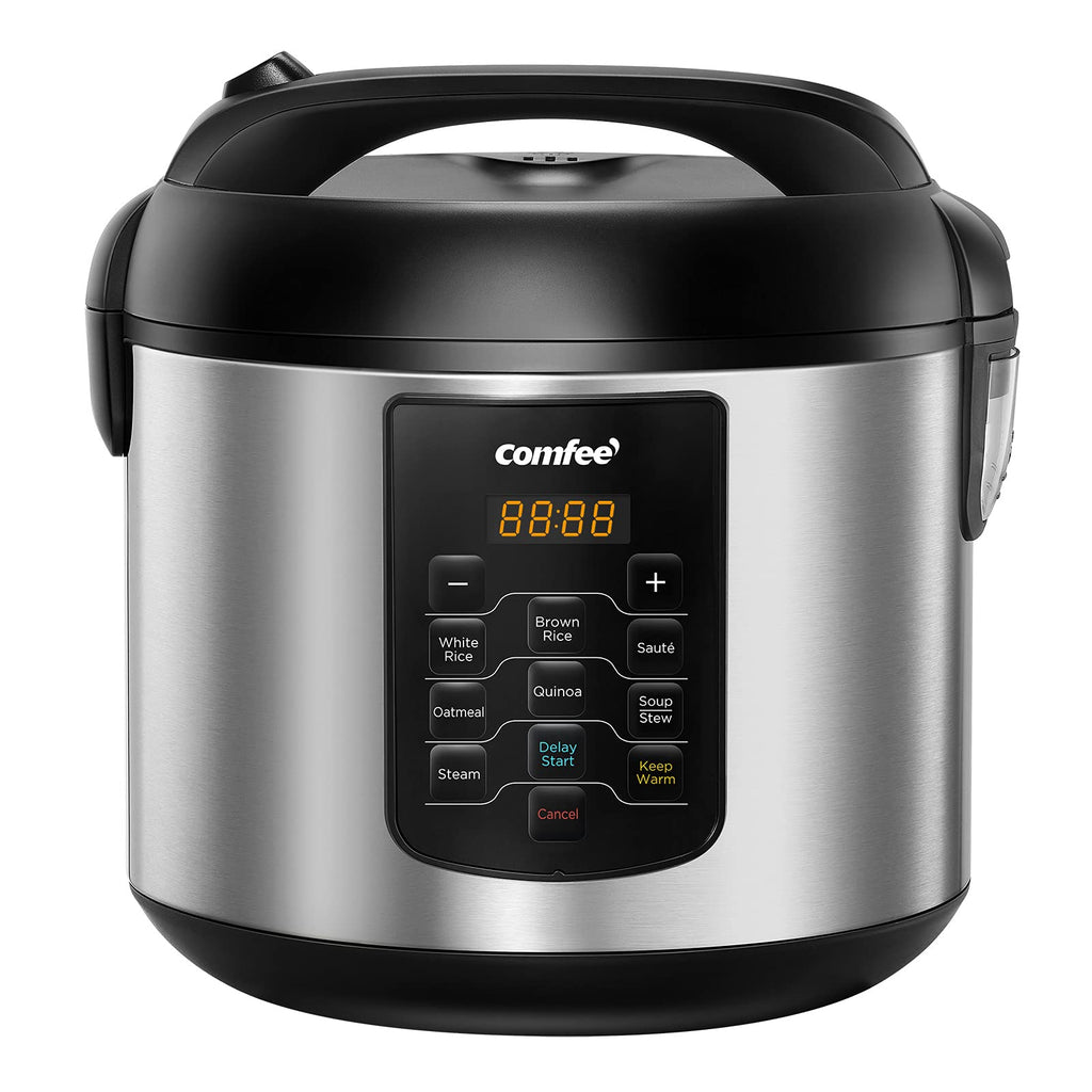 COMFEE' 14-in-1 Rice Cooker, Stainless Steel, 10-Cups Uncooked Rice