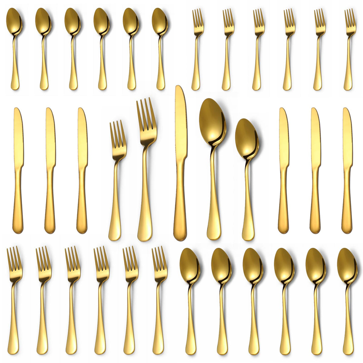 Gold Silverware Set,50-Piece Stainless Steel Flatware Set for 10
