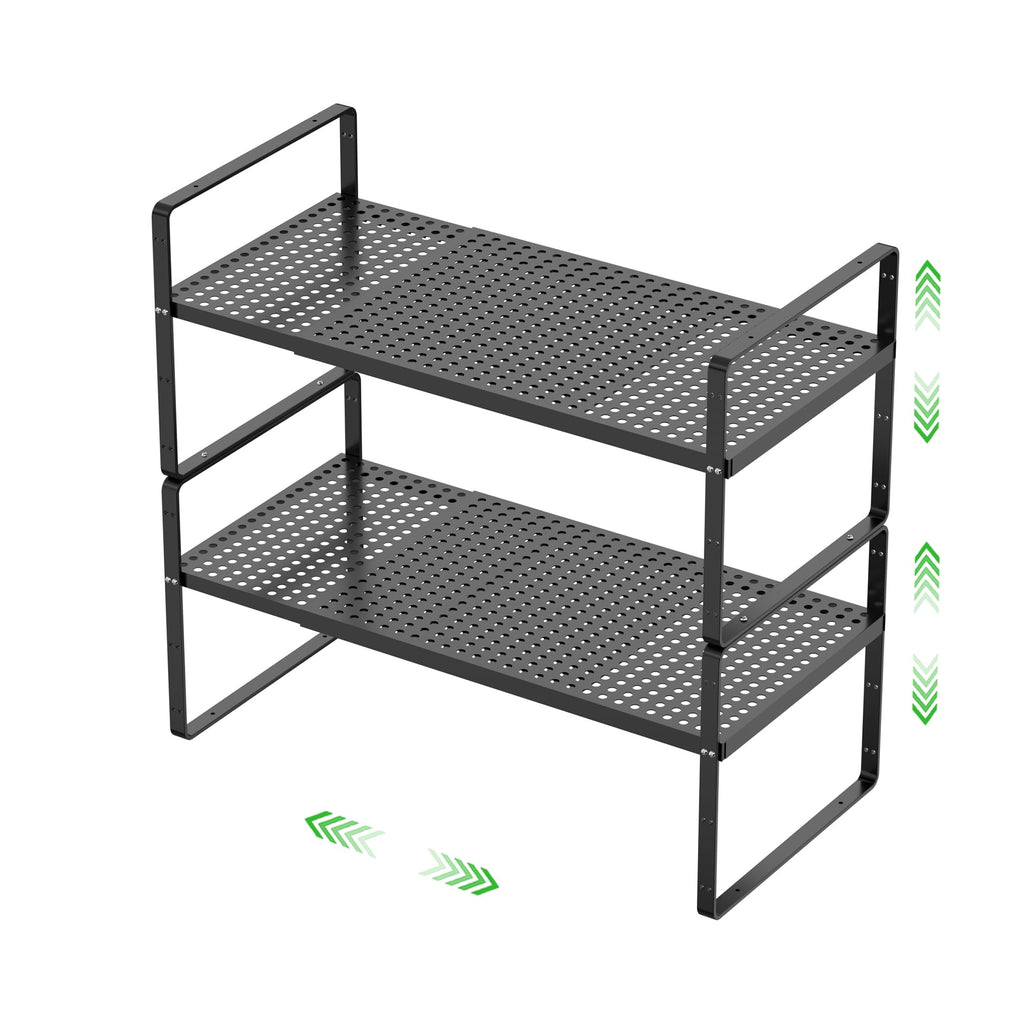 SOFRON Expandable Storage Shelf, Stackable Organizer Rack, White Large 3 PK