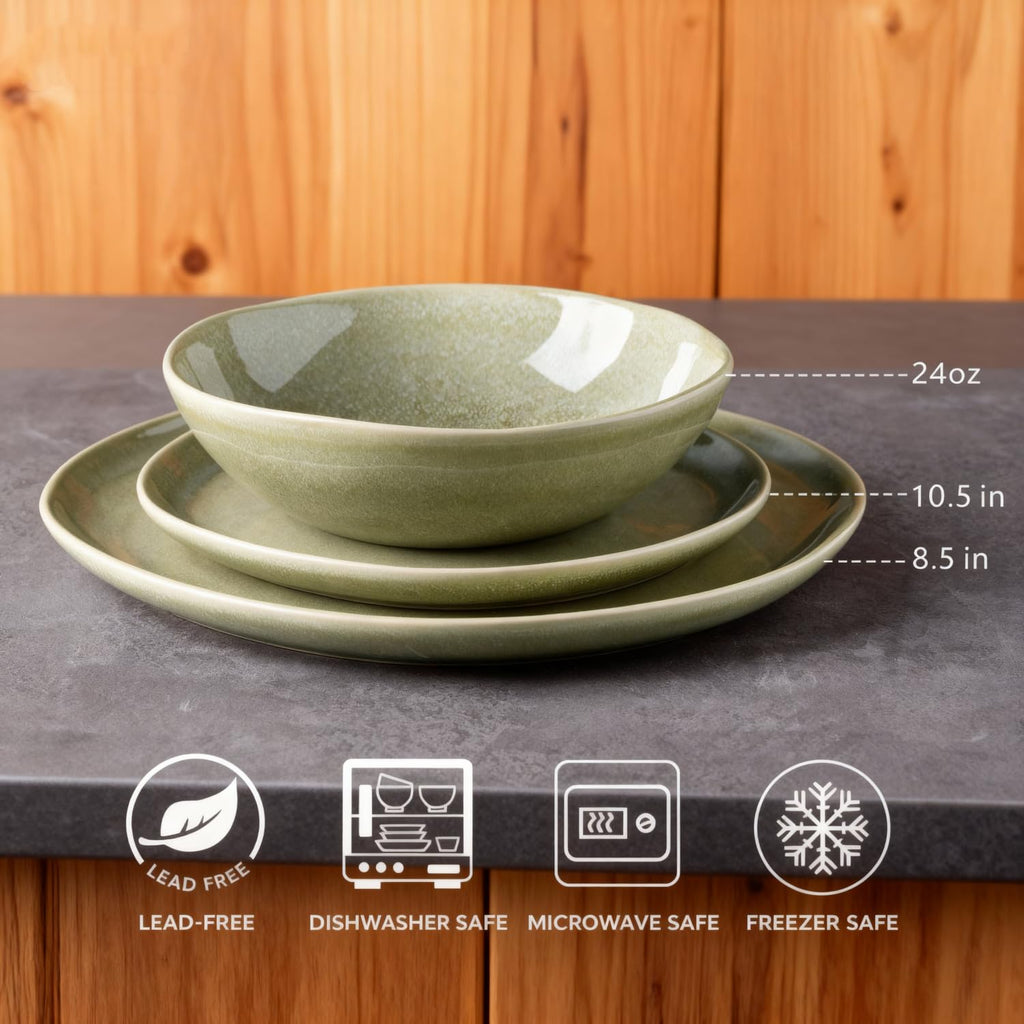 AmorArc Ceramic Dinnerware Sets for 4, 12Pcs Plates and Bowls Sets Dishes