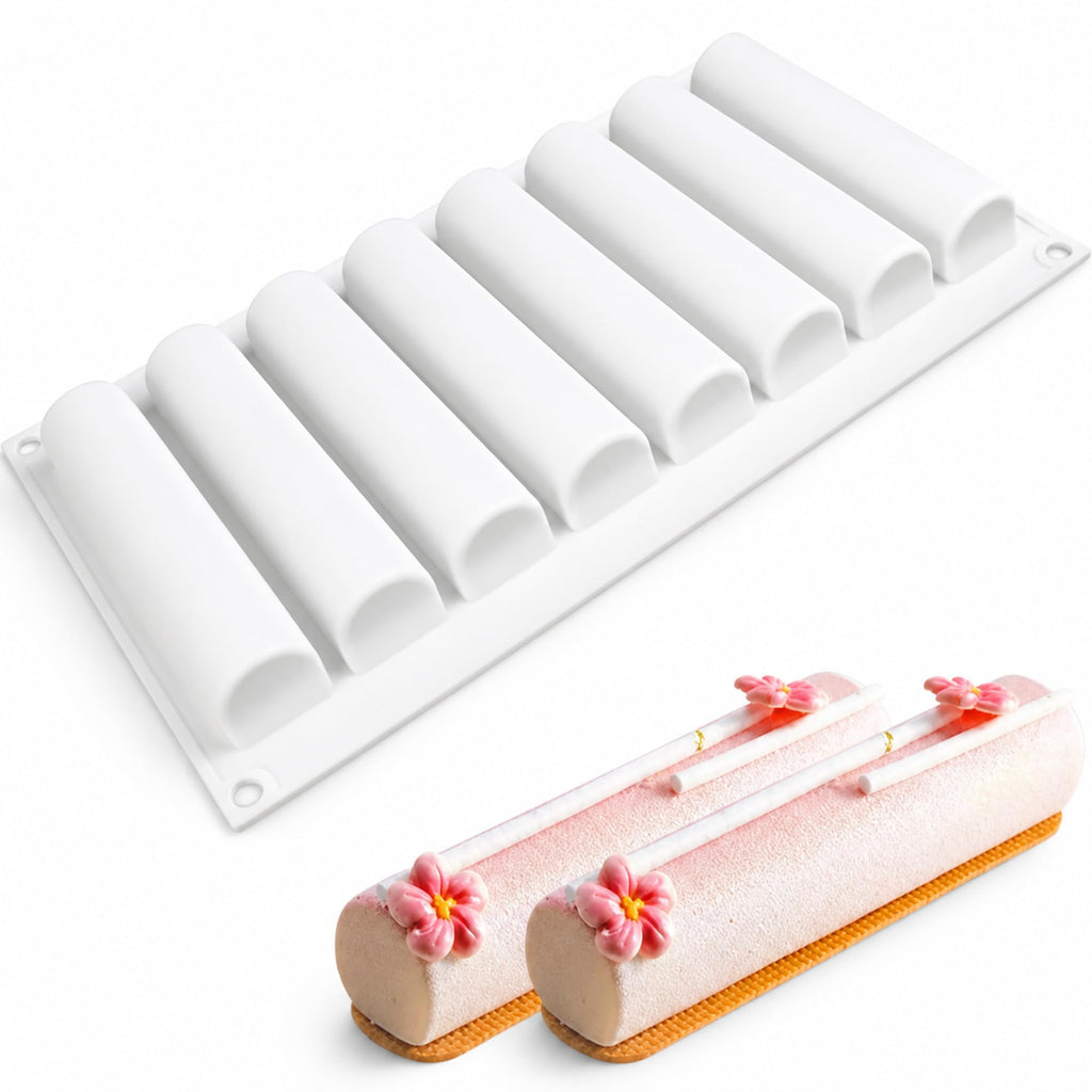 OCPO Kitchen Orange Silicone Mold for Baking Mousse Cake, 8 Cavities
