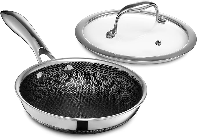 HexClad 10" Hybrid Nonstick Frying Pan with Lid, Dishwasher & Oven Safe