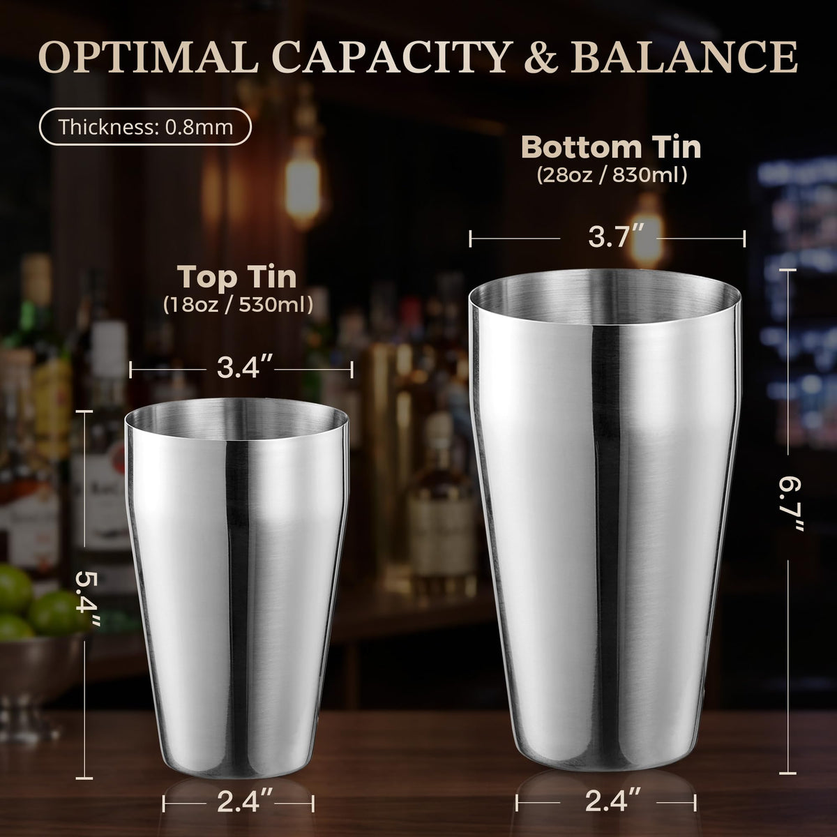 KITESSENSU Cocktail Shaker Set, 2-Piece Boston Shaker Set for Drink Mixing