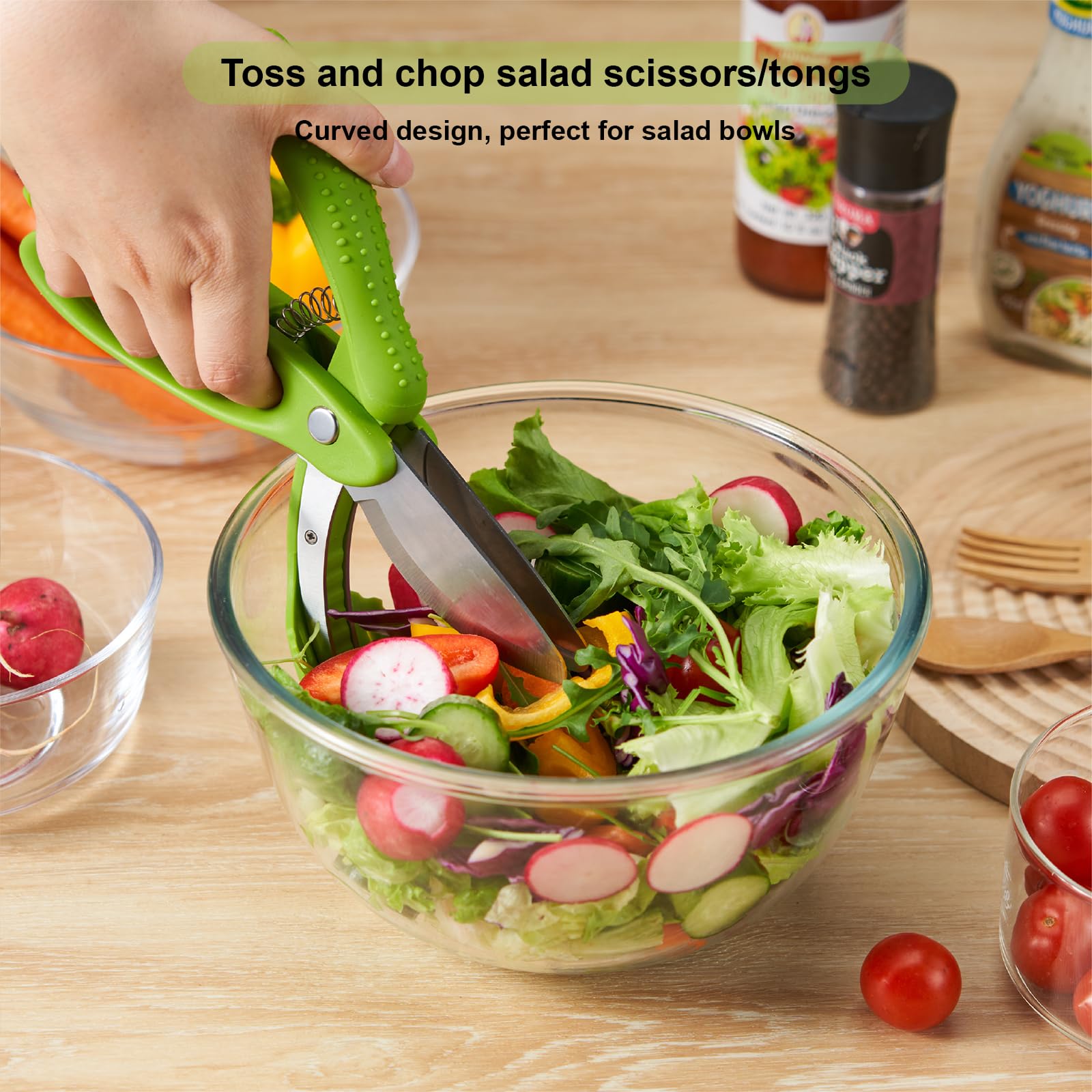 ALEXPHY Salad Scissors with Double Blades, Lettuce Chopper for Chopped Salad, Green