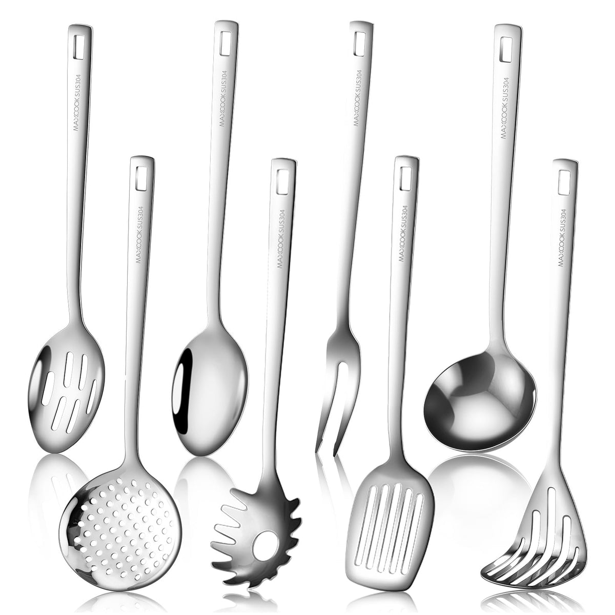 MAXCOOK Wok Spatula Set, 18/8 Stainless Steel Cooking Utensils set, 3 Pcs