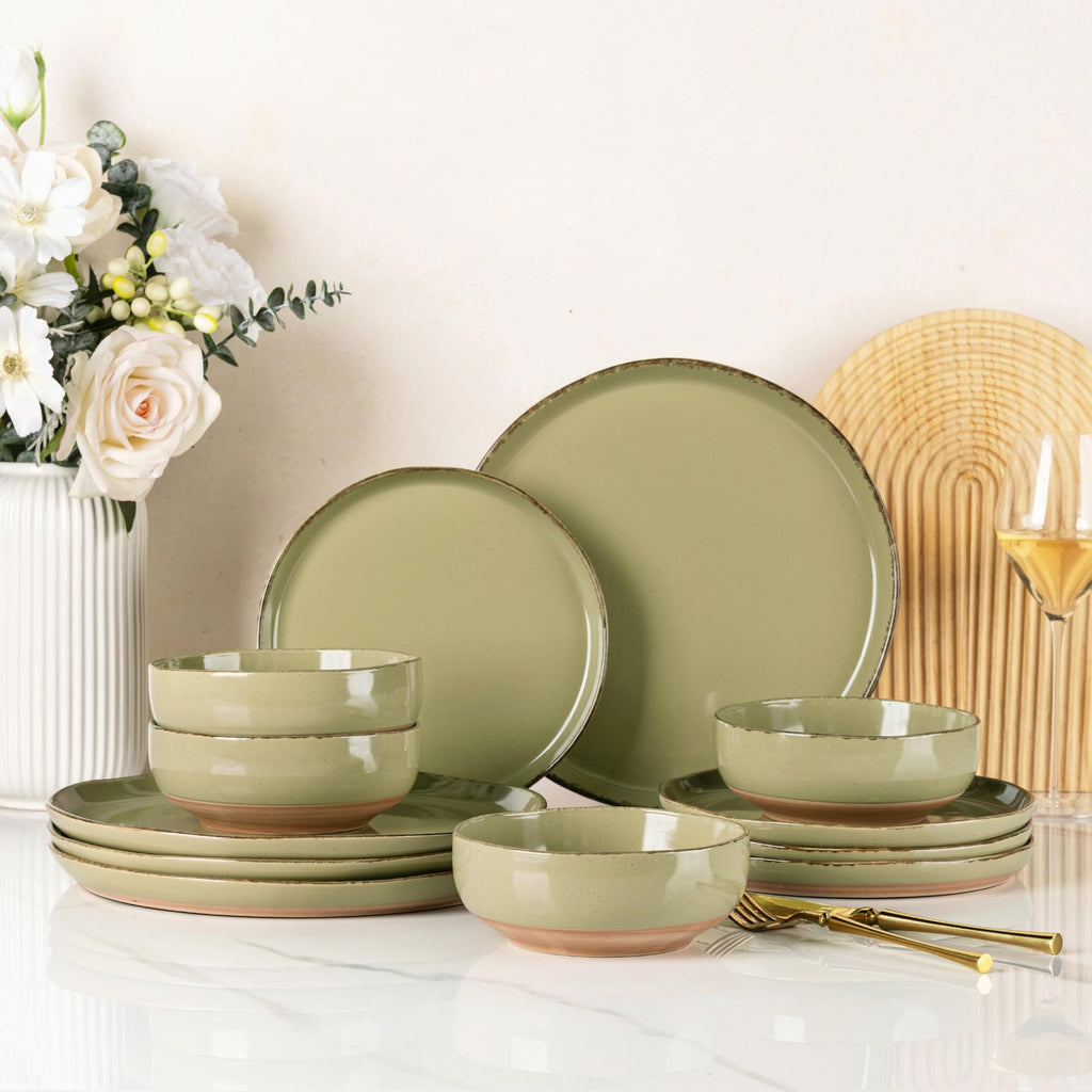 AmorArc Dinnerware Sets for 8, 24 Pieces Ceramic Plates and Bowls Set