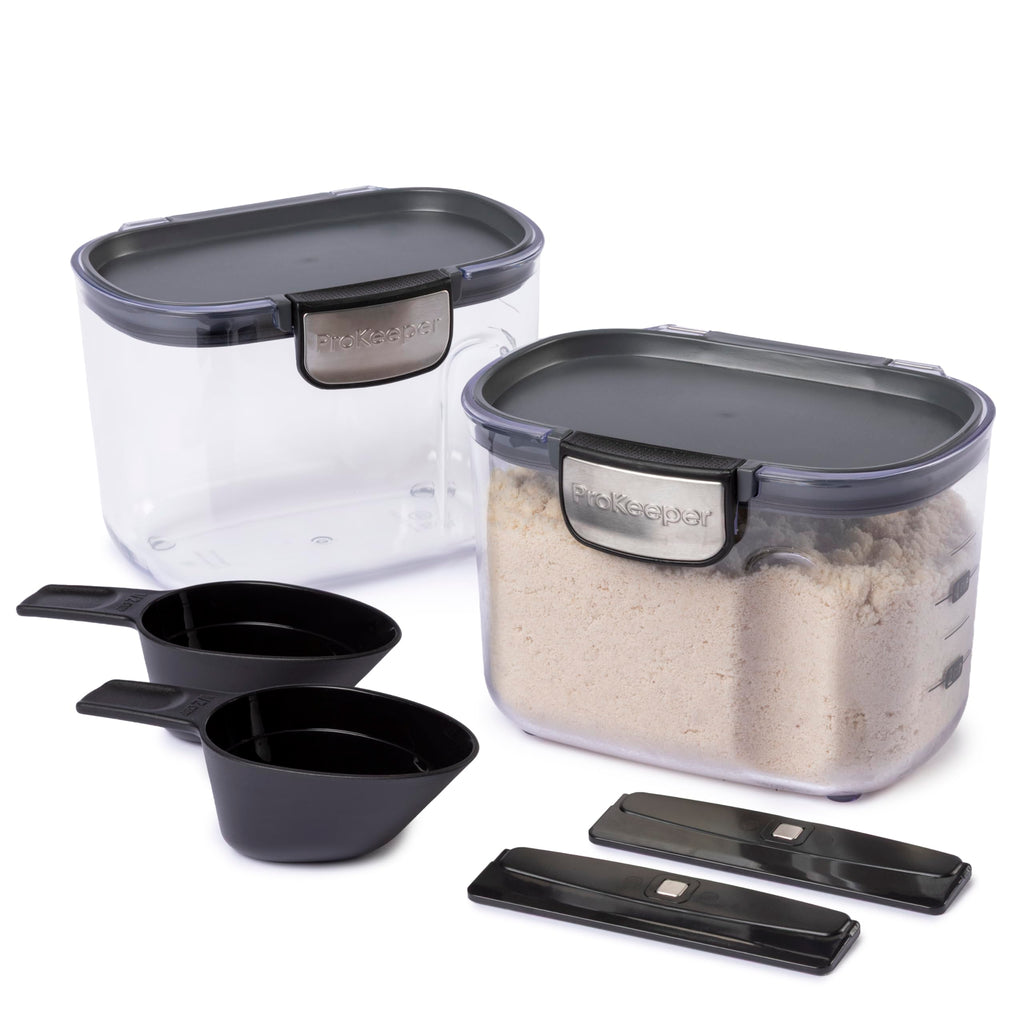 Progressive International ProKeeper+ Clear Plastic Airtight Food Baker's Kitchen Storage Organization Container Canister Set with Magnetic Accessories, 2- Piece Set (Specialty Sugar 1.5-Quart)