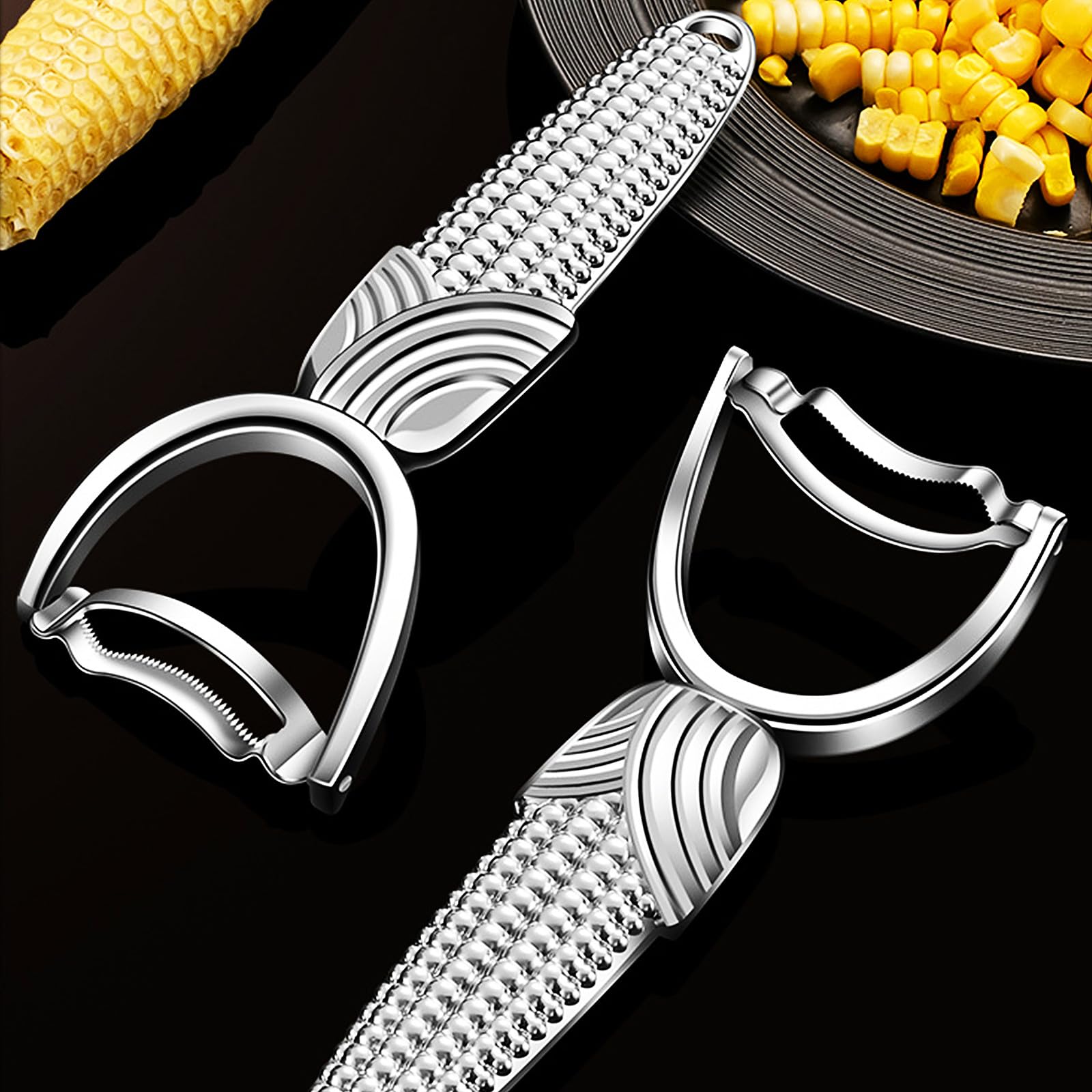 Maxjoy Corn Peeler & Cob Stripper, Stainless Blade for Corn on the Cob