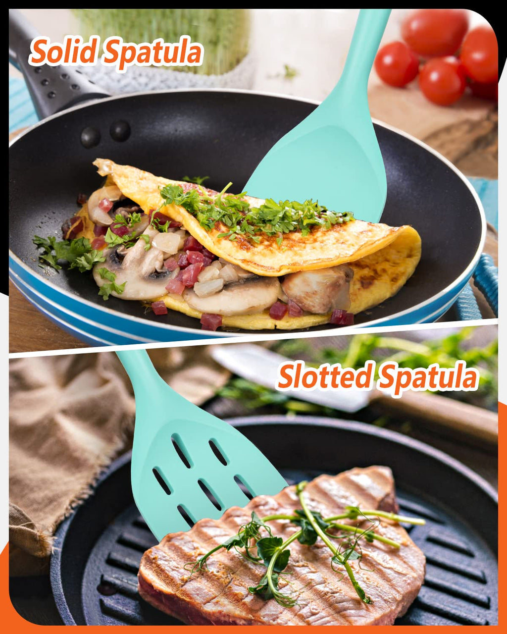 Badiano Silicone Spatula, Non Stick Turner for Cooking, Food Grade, Green
