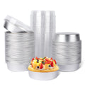 Beasea Mini Pie Pans with Lids, 120 Pack 4 Inch 8oz Disposable Mini Cake Pans Creme Brulee Aluminum Foil Pie Tart Ramekins Tins Silver Small Individual Round Containers Oven Safe for Baking