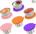 6x2.7 Oz Salad Dressing Container to Go,Handy Leakproof Stainless Steel Meal Prep Containers Reusable,Sauce Containers for Lunch Box, Picnics, Travel, Office and Kitchen Storage