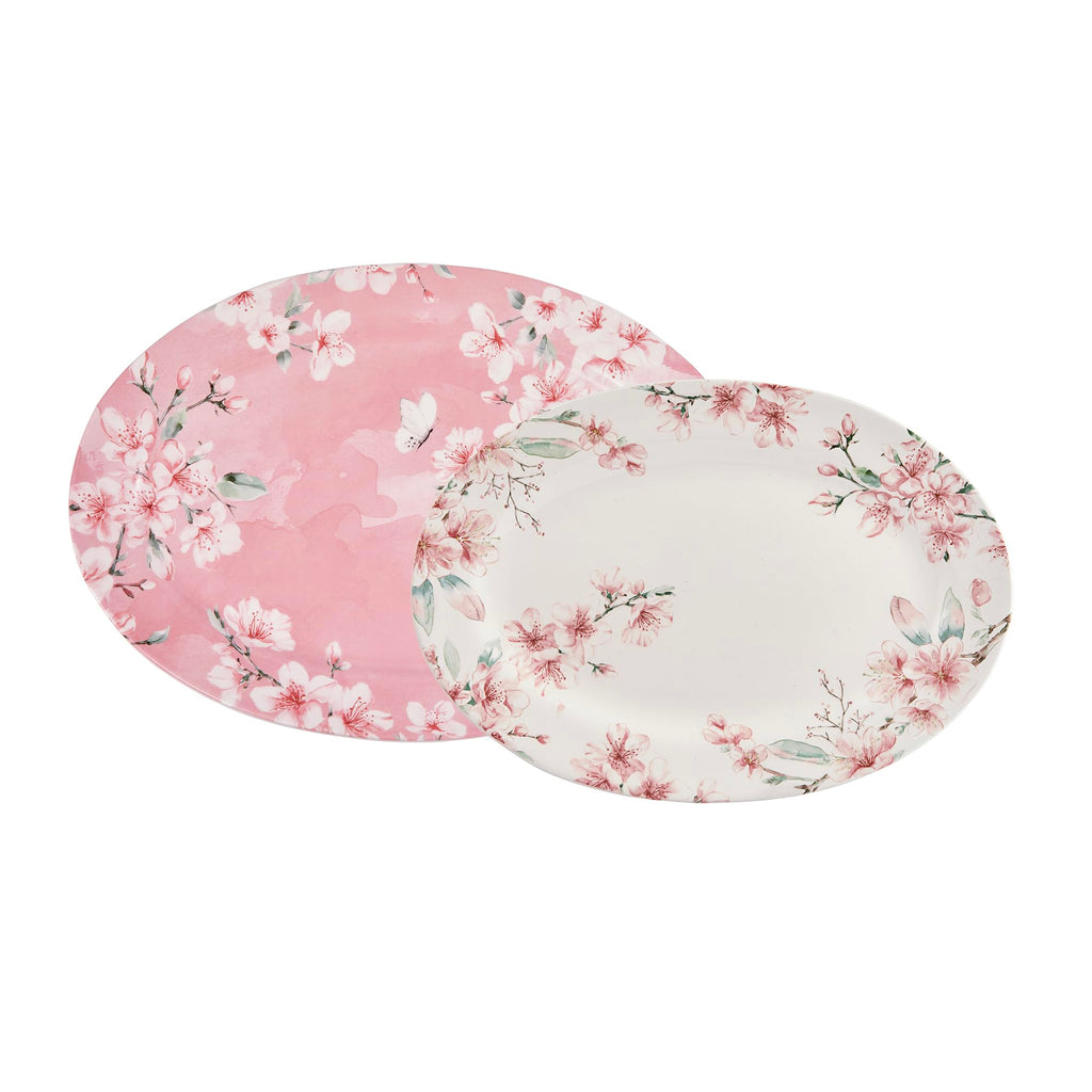 Bico Autumn Birds 16 plus 14 inch Oval Platters Set, Set of 2, Microwave and Dishwasher Safe, for Serving Fish, Chicken, Turkey