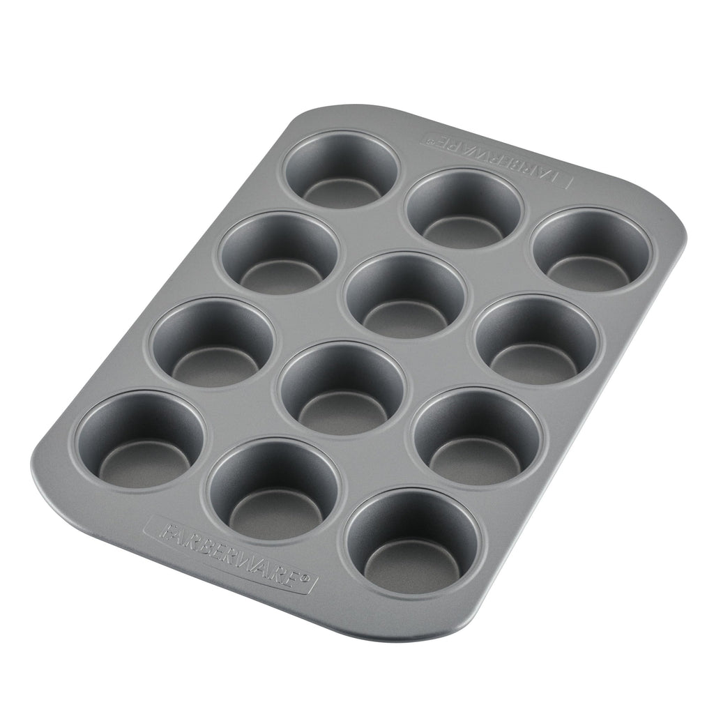 Farberware Bakeware Nonstick Muffin & Cupcake Pans, 12-Cup, Gray