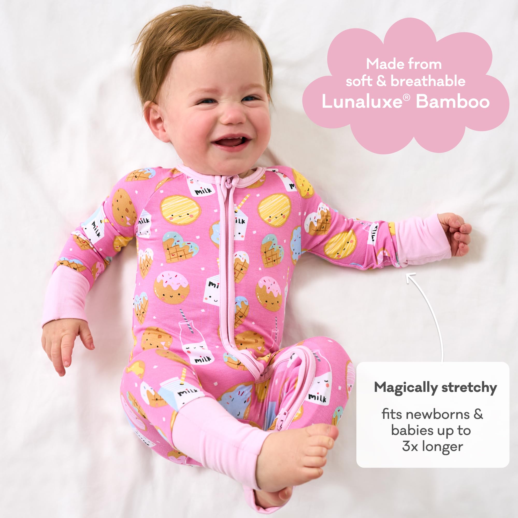 Little Sleepies Baby Pajamas, Pink Cookies & Milk, 2T