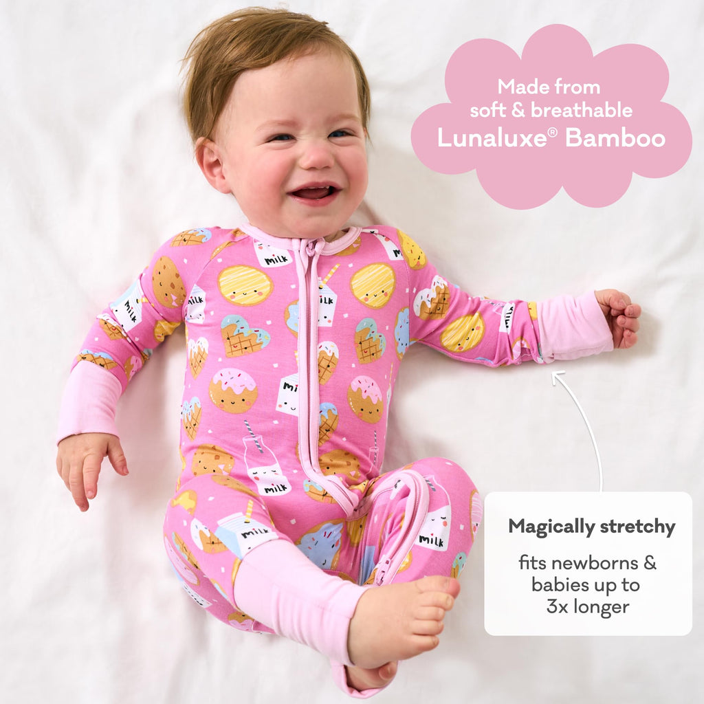 Little Sleepies Baby Pajamas, Pink Cookies & Milk, 12-18M