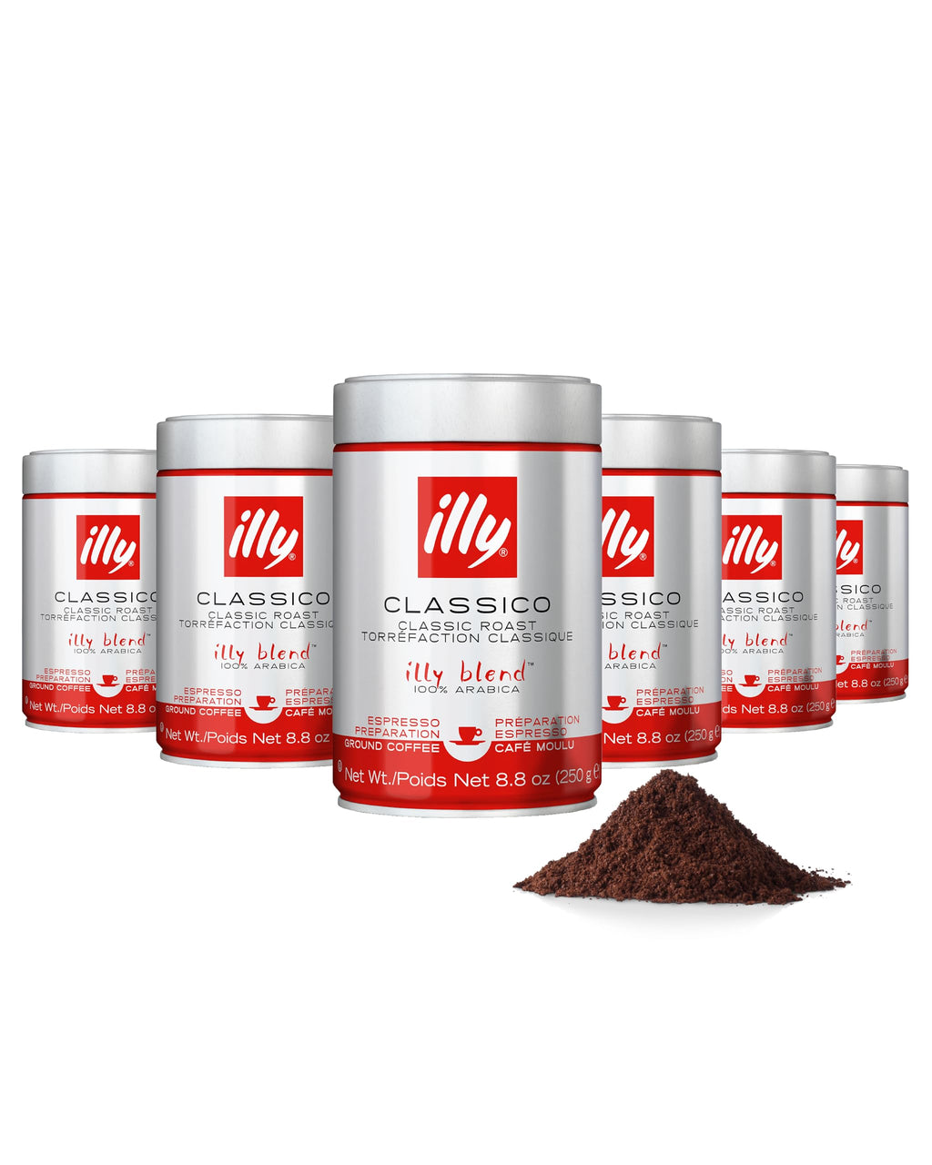 illy Intenso Ground Espresso Coffee, Intense, Robust and Full Flavored With Notes of Deep Cocoa, 100% Arabica Coffee, No Preservatives