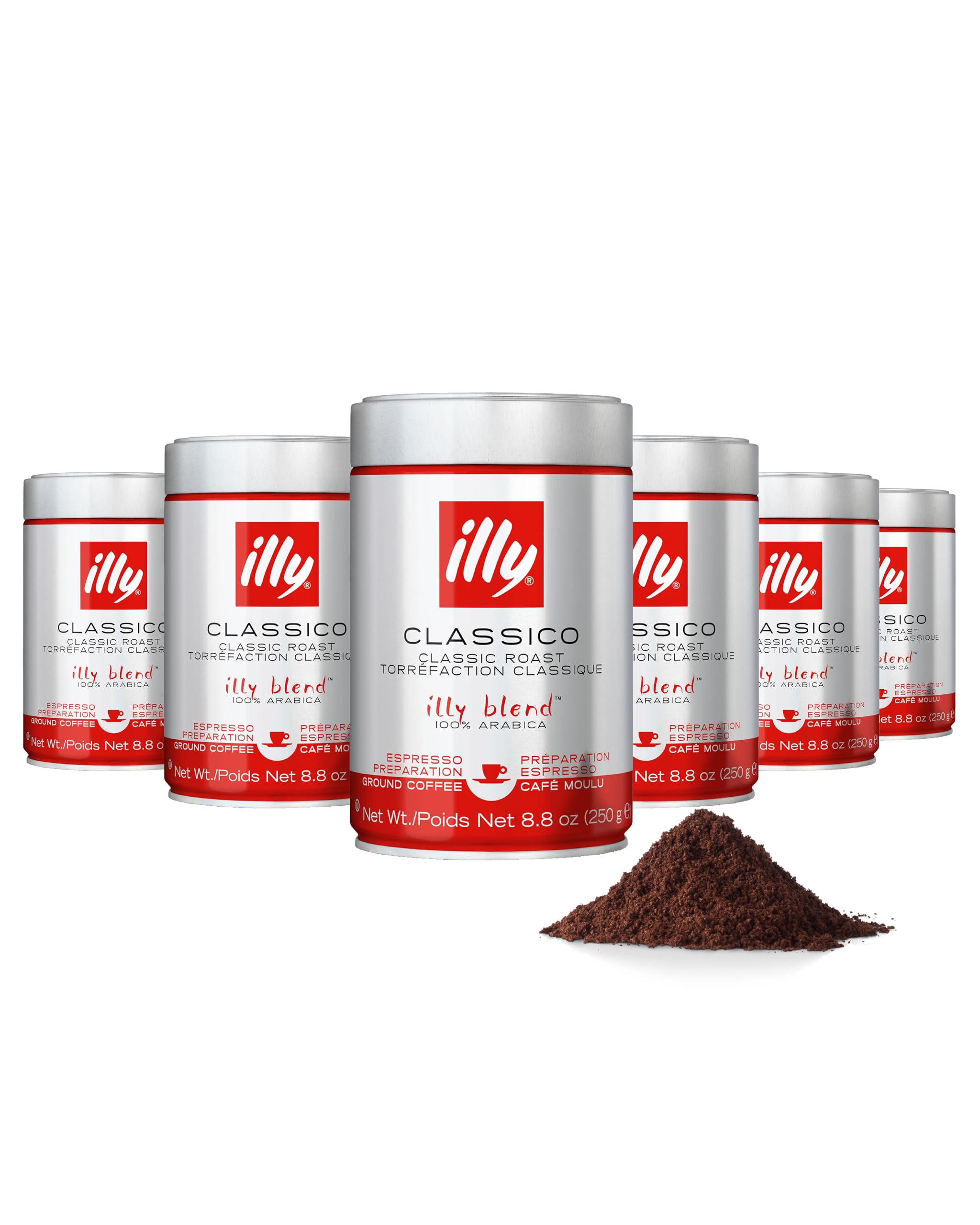 illy Intenso Ground Espresso Coffee, Intense, Robust and Full Flavored With Notes of Deep Cocoa, 100% Arabica Coffee, No Preservatives