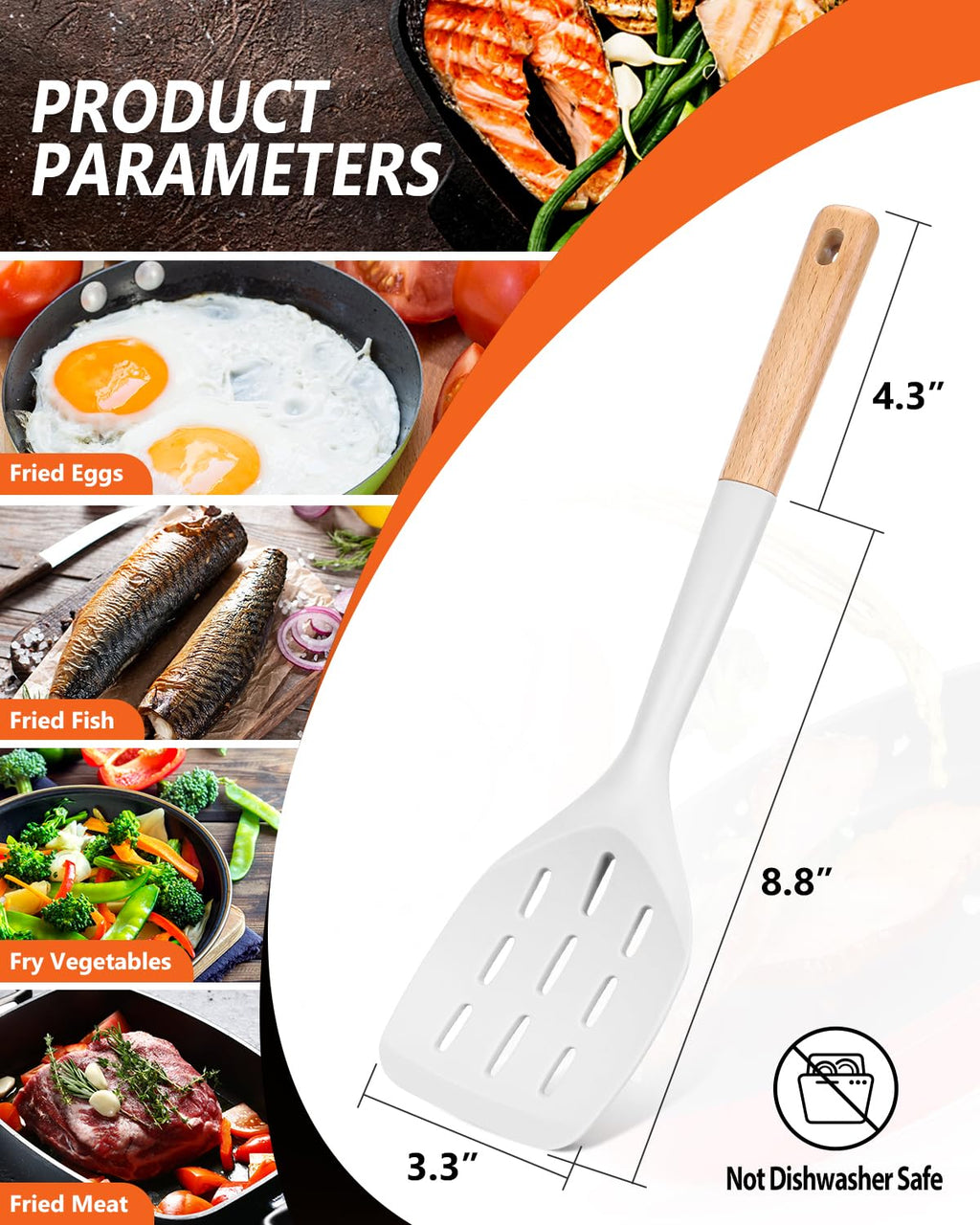 Badiano Silicone Spatula, Non Stick Turner for Cooking, Food Grade, White
