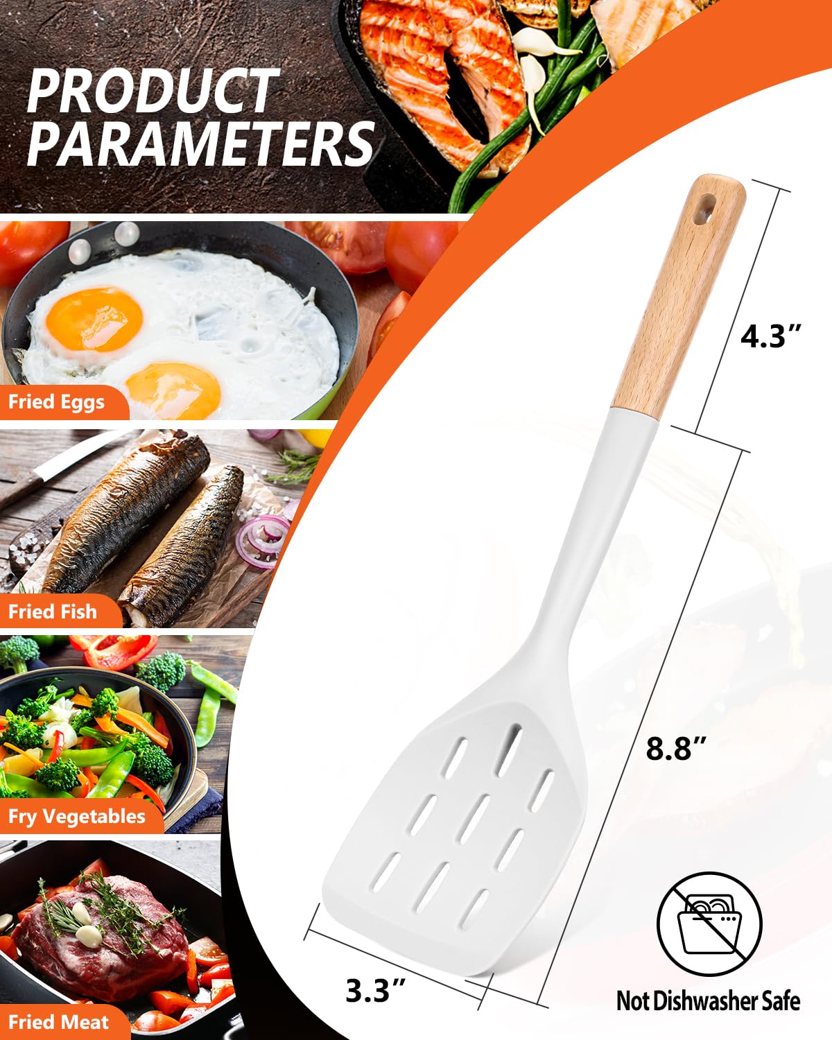 Badiano Silicone Spatula, Non Stick Turner for Cooking, Food Grade, White