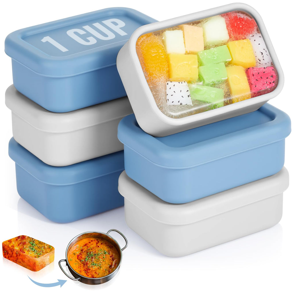 Teenyyou 6 Pcs 1 Cup Silicone Freezer Molds, Dark Blue, Gray