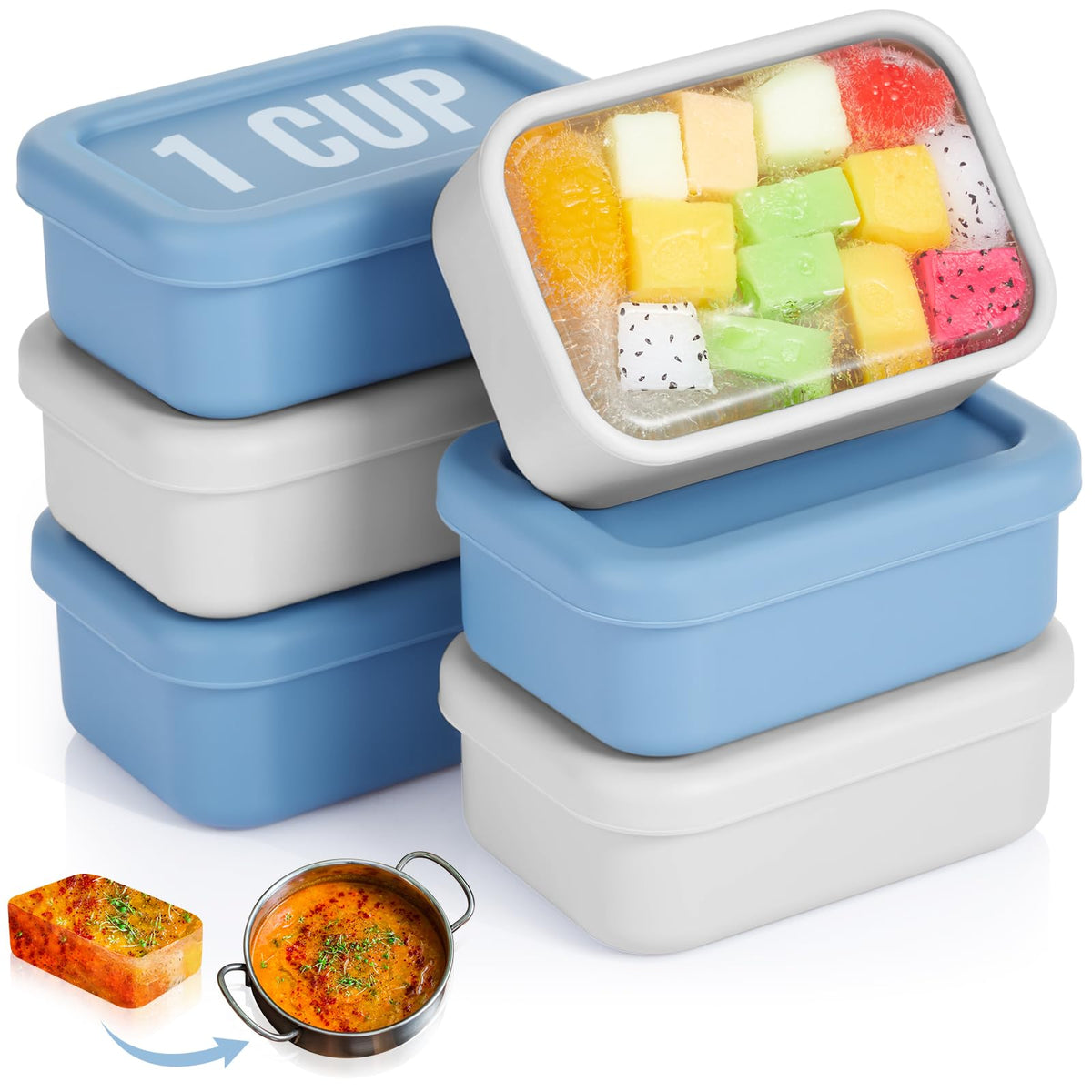 Teenyyou 6 Pcs 1 Cup Silicone Freezer Molds, Dark Blue, Gray