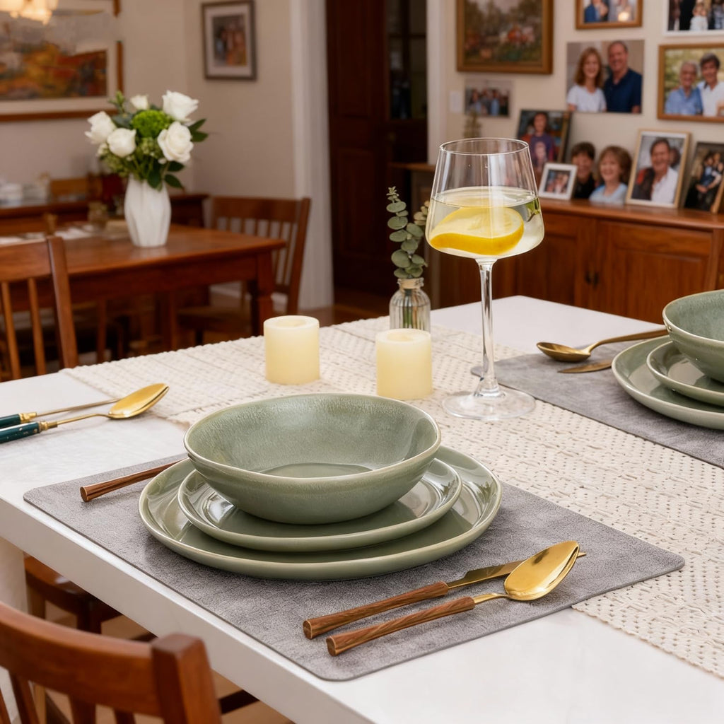 AmorArc Ceramic Dinnerware Sets for 4, 12Pcs Plates and Bowls Sets Dishes