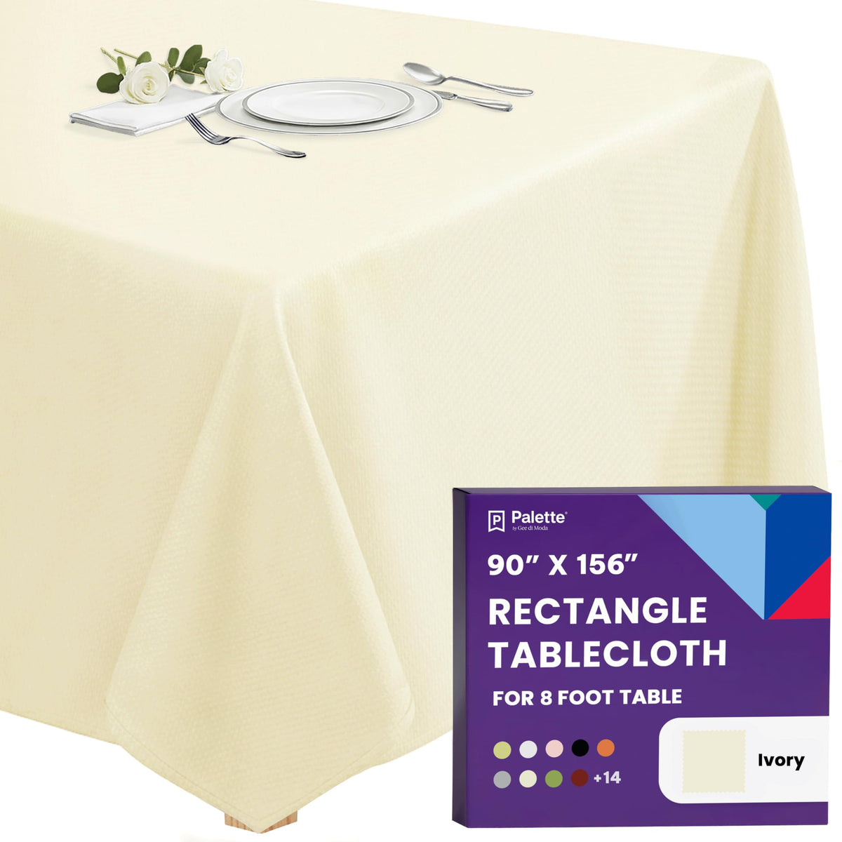 Gee Di Moda Rectangle Tablecloth - 90 x 156 Inch Chocolate Table Cloth for 8 Foot Tables with Floor-Length Drop - Heavy Duty Washable Fabric for Holiday Party, Dinner, Weddings & Baby Shower