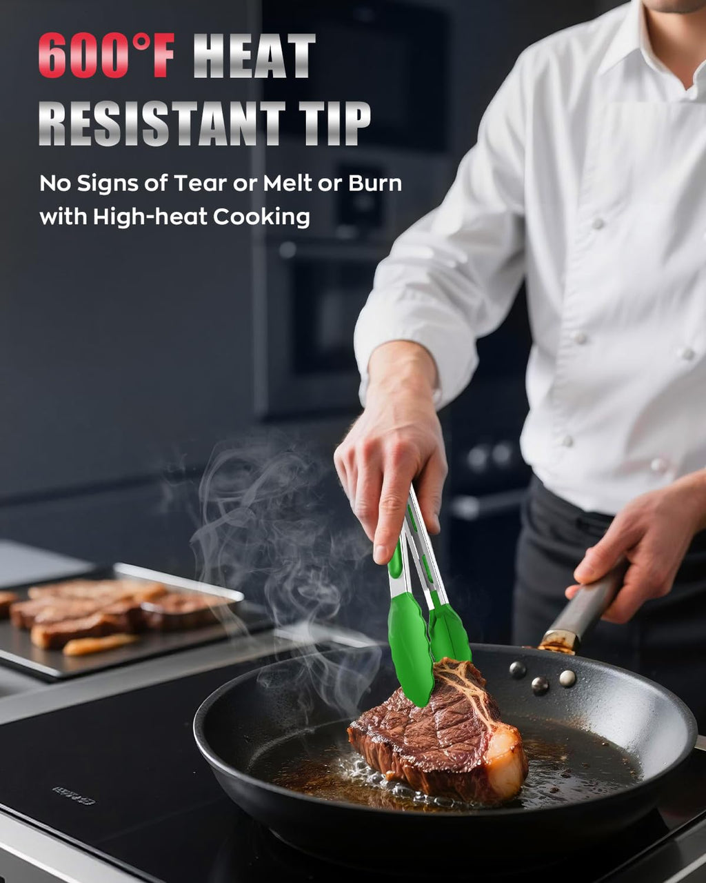 Bnlcd Good Grip Cooking Tongs with Silicone Tips, Set of 3-7" 9" and 12"