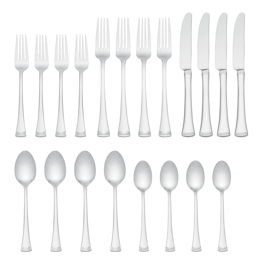 Lenox Silverware Set, Portola Mirror 20 Piece Flatware Set, Service For 4, 18/10 Stainless Steel, Dishwasher Safe, Flatware Cutlery Sets, Utensils, Knives Spoons and Forks, Home (Silver, 20 Pieces)