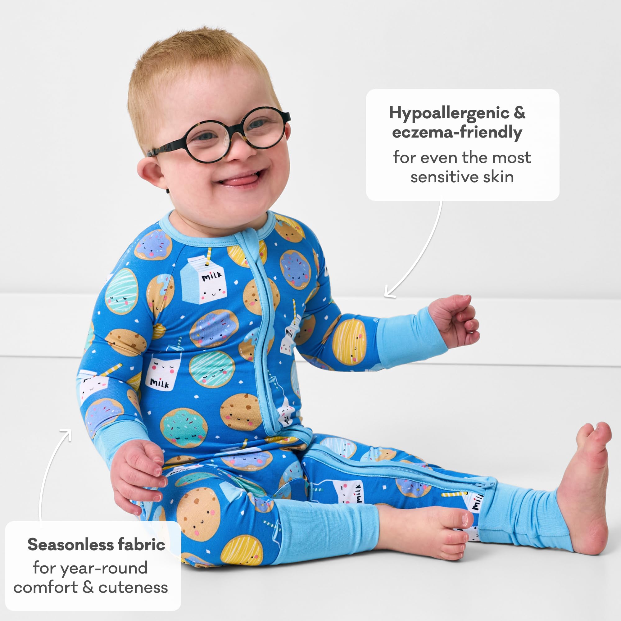 Little Sleepies Baby Pajamas, Blue Cookies & Milk, 0-3M