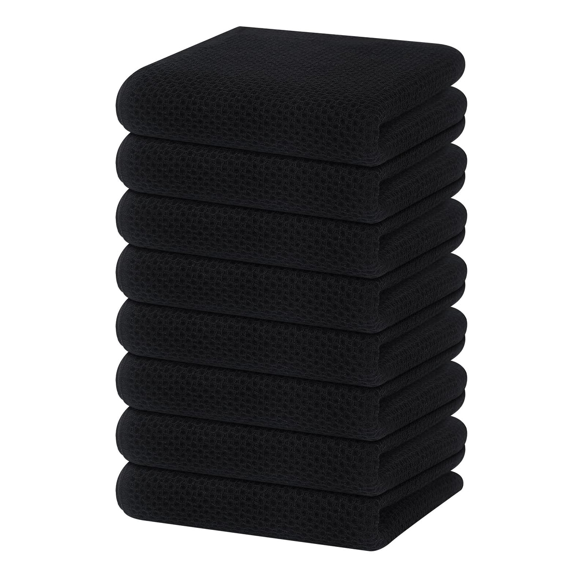 Homaxy 100% Cotton Waffle Weave Kitchen Dish Towels 18-Pack, Black