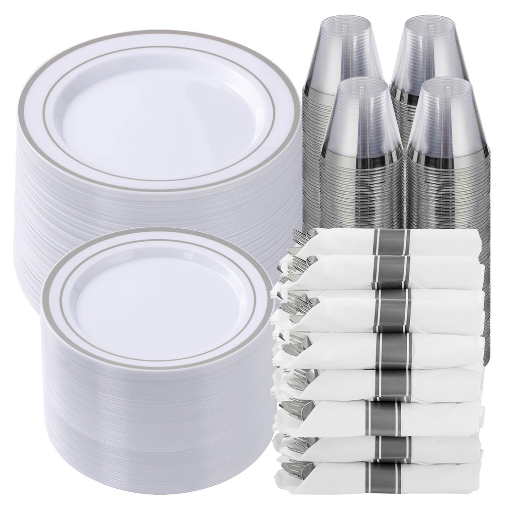 Goodluck 175 Piece Rose Gold Plastic Dinnerware Set for 25 Guests