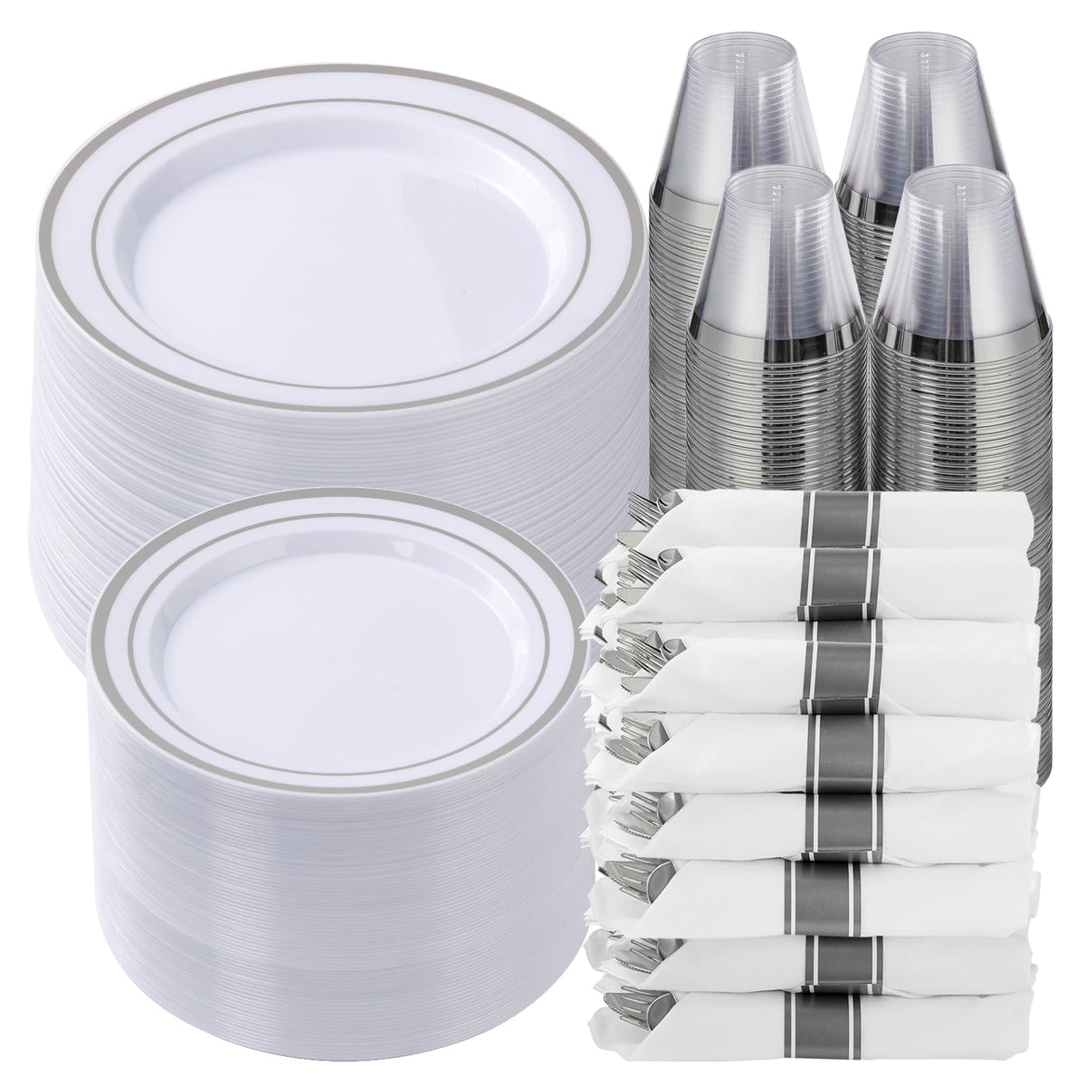 Goodluck 175 Piece Rose Gold Plastic Dinnerware Set for 25 Guests