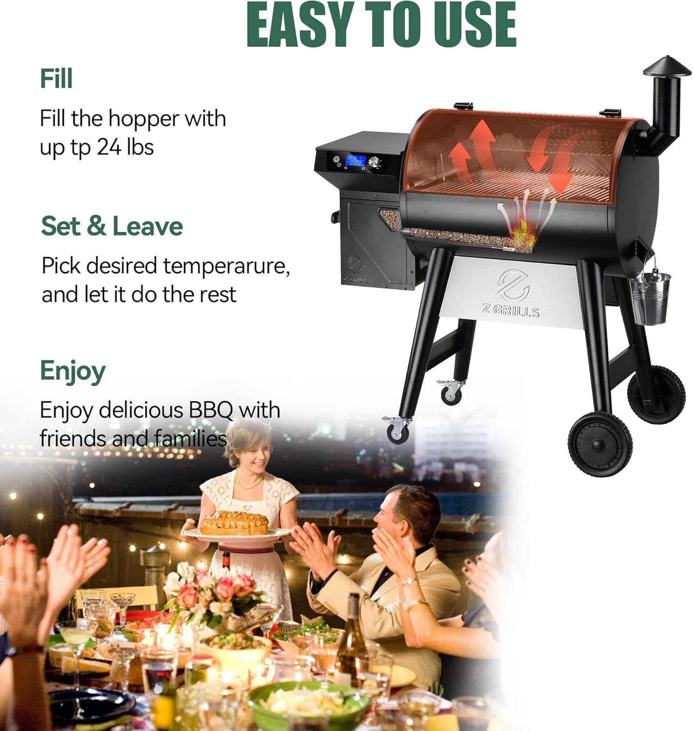 Z GRILLS 7002C Outdoor BBQ Grill, 697 sq in, PID 3.0