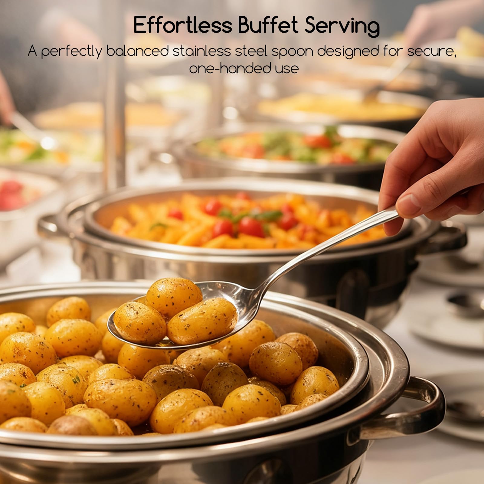 SOLEADER 12" Large Serving Spoons for Buffet, 2-Piece Stainless Steel Set