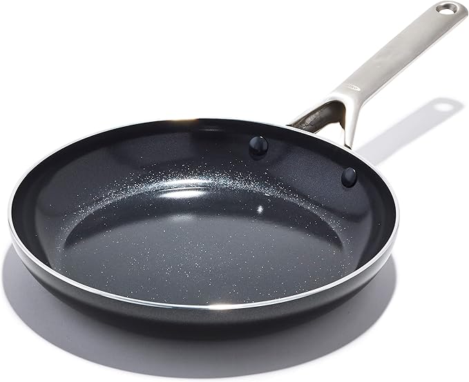 OXO Agility Series 12" Frying Pan Skillet, Ceramic Nonstick Cookware PFAS-Free, Induction Suitable, Quick Even Heating, Stainless Steel Handle, Chip-Free Rims, Dishwasher and Oven Safe