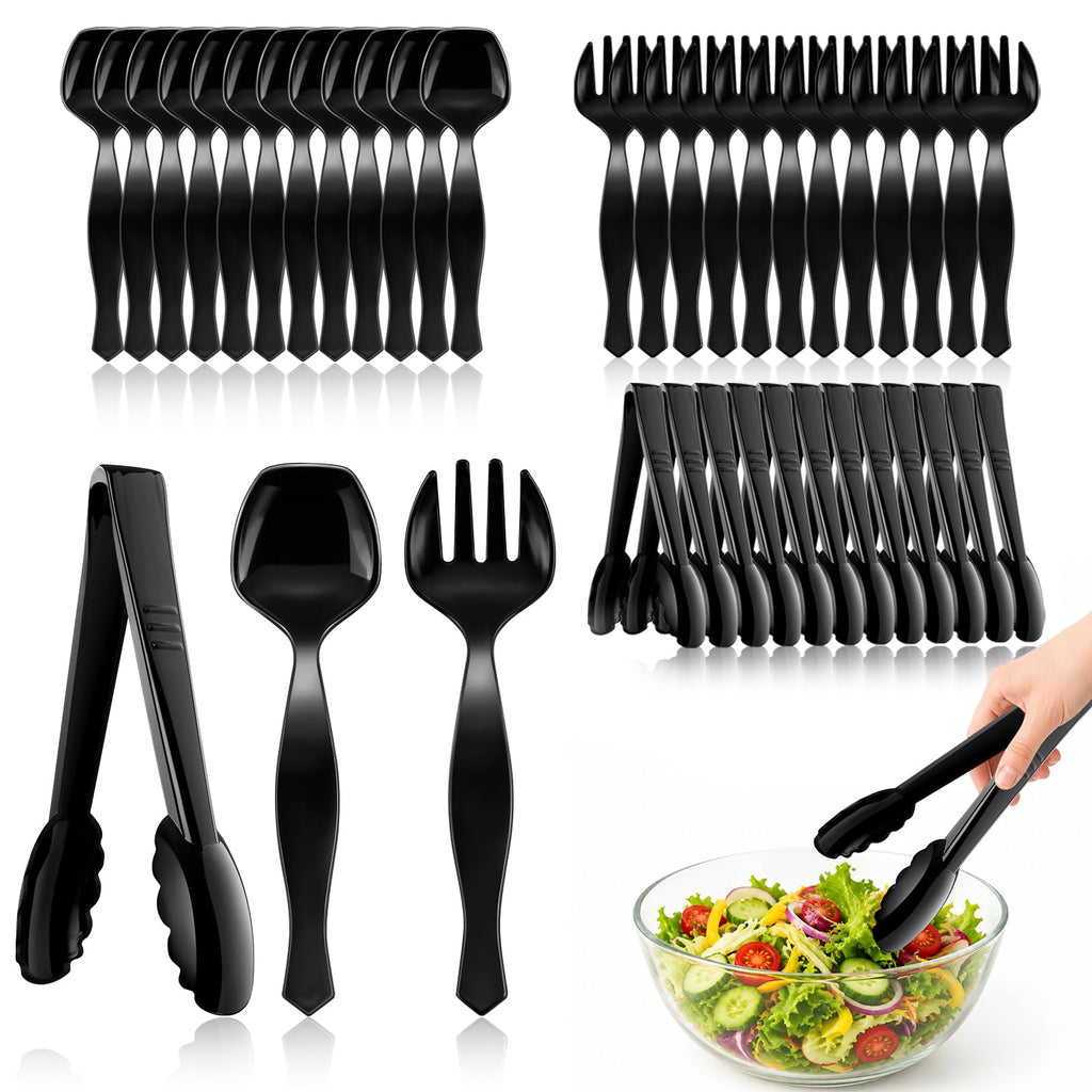 Mwellewm 36Pcs Plastic Serving Utensils Set, Disposable Spoons Tongs Forks