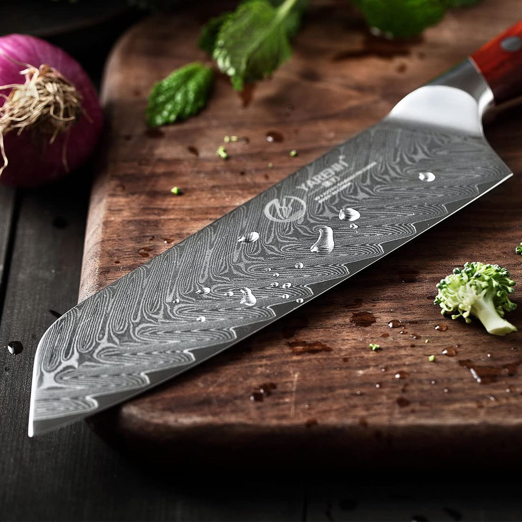 YARENH Santoku Knife 7 Inch, 67-Layer Damascus Steel Chef Knife, Sharp Long-Lasting Sharpness, Rust-Resistant, Kitchen Knife for Professional and Home Use