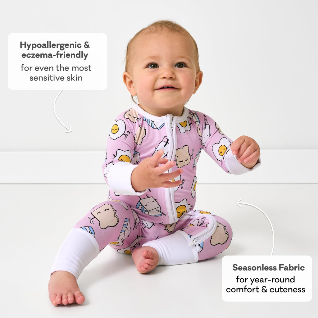 Little Sleepies Baby Pajamas, Pink Breakfast Buddies, 6-12M