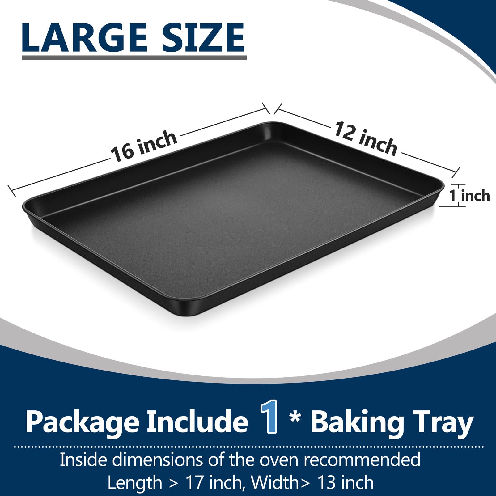 P&P CHEF Baking Cookie Sheet Pan, Carbon Steel Oven Tray, 16 Inch & 1PC
