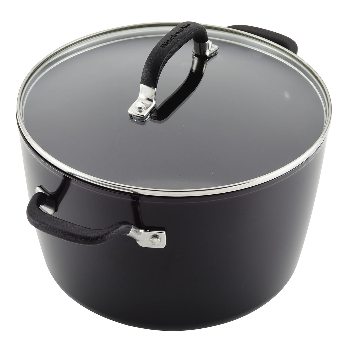 KitchenAid Hard Anodized Nonstick Stock pot with Lid, 8-Quart, Onyx Black