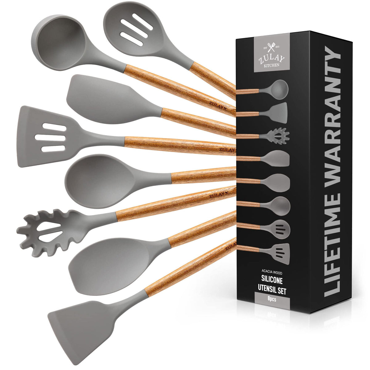 Zulay Kitchen 8 Piece Silicone Utensil Set