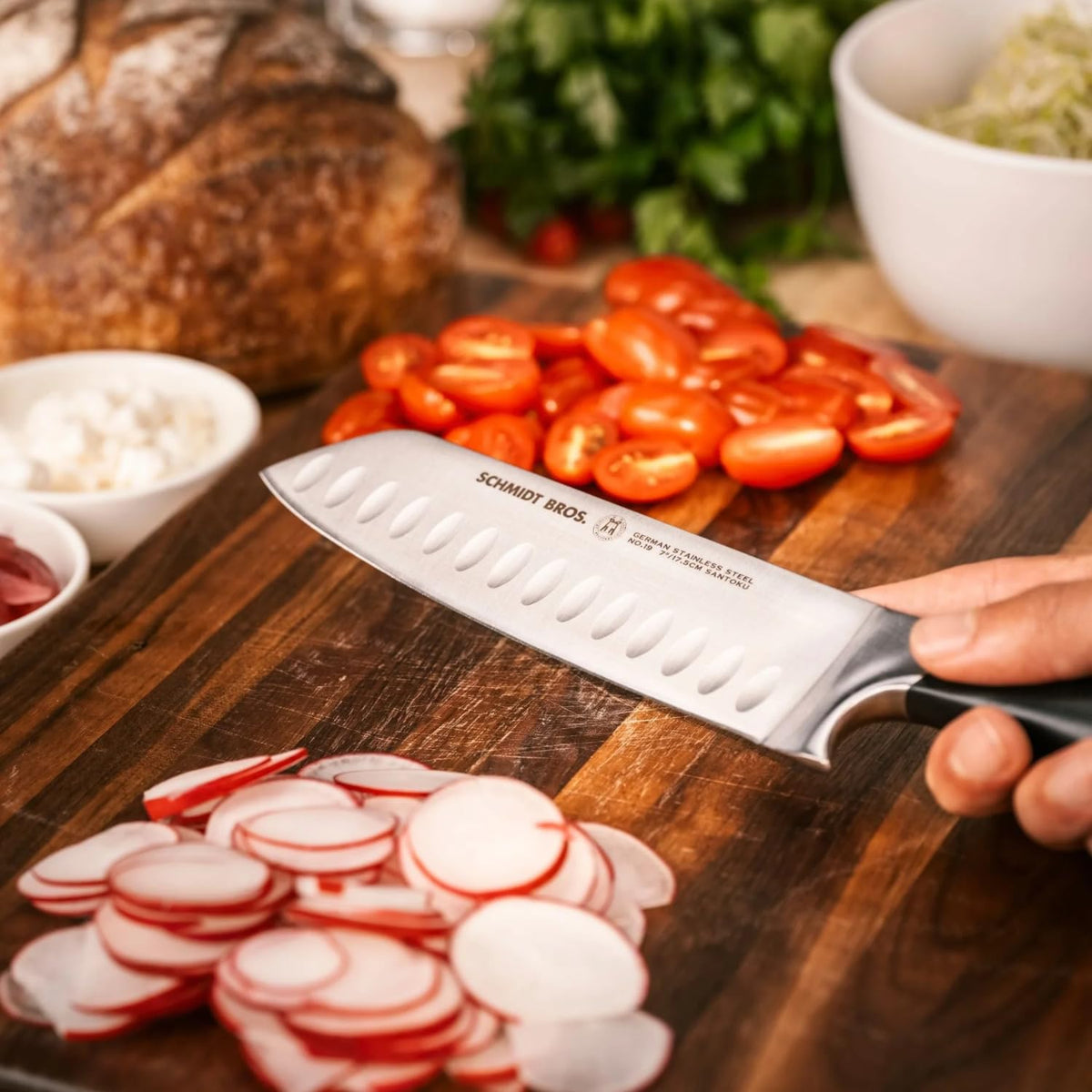 Schmidt Brothers -Heritage 12-Piece Kitchen Knife Set, High-Carbon German Stainless Steel Cutlery, Clear Acrylic Magnetic Knife Block
