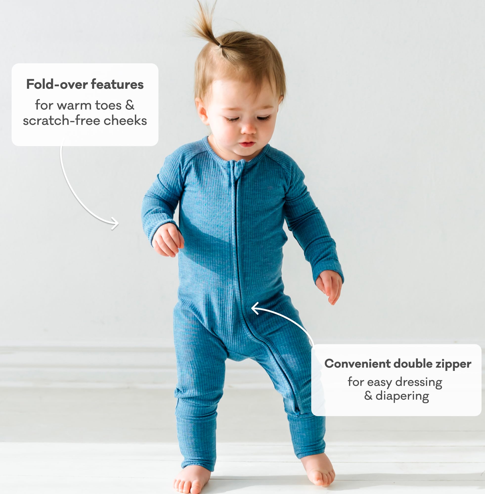 Little Sleepies Baby Pajamas, Heather Blue, 18-24M