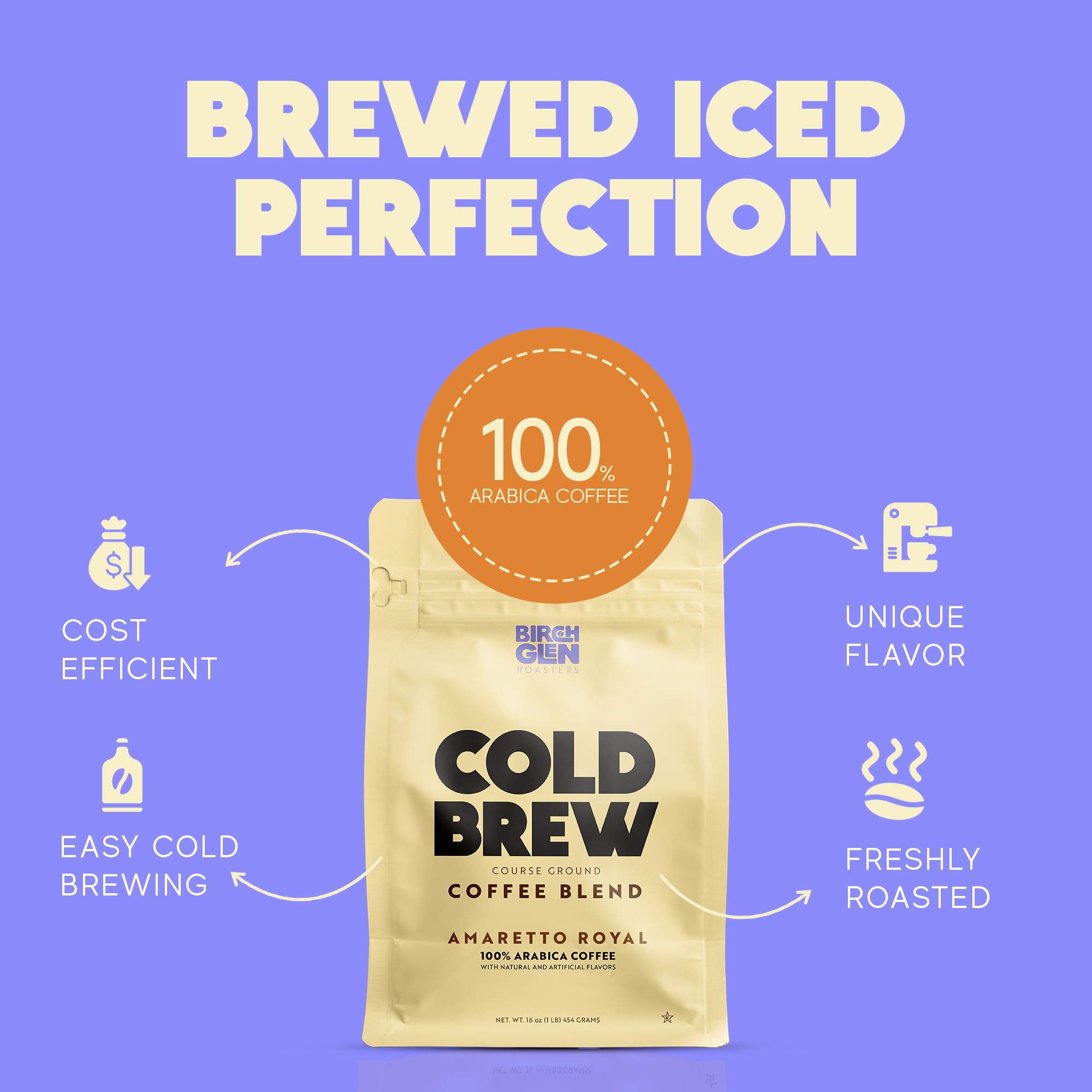 Birch Glen Roasters Cold Brew Coffee | Flavored Coarse Ground Coffee | Medium Roast | Artisanal Roasting | 100% Arabica |1 LB Bag | German Chocolate Cake