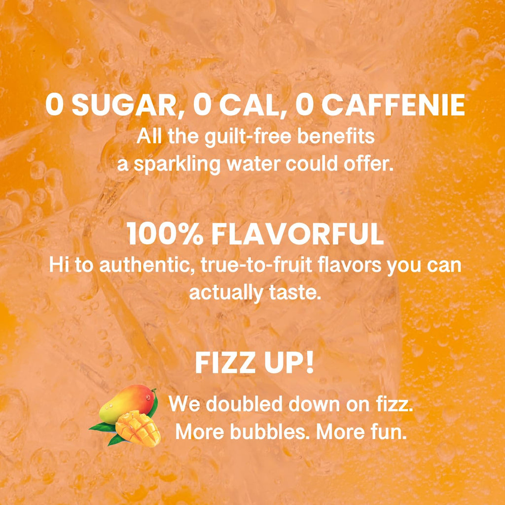 CHI FOREST Mango Sparkling Water Beverage, Zero Sugar Drinks, Zero Artificial Flavor, 11.16 fl oz Cans (Pack of 24)