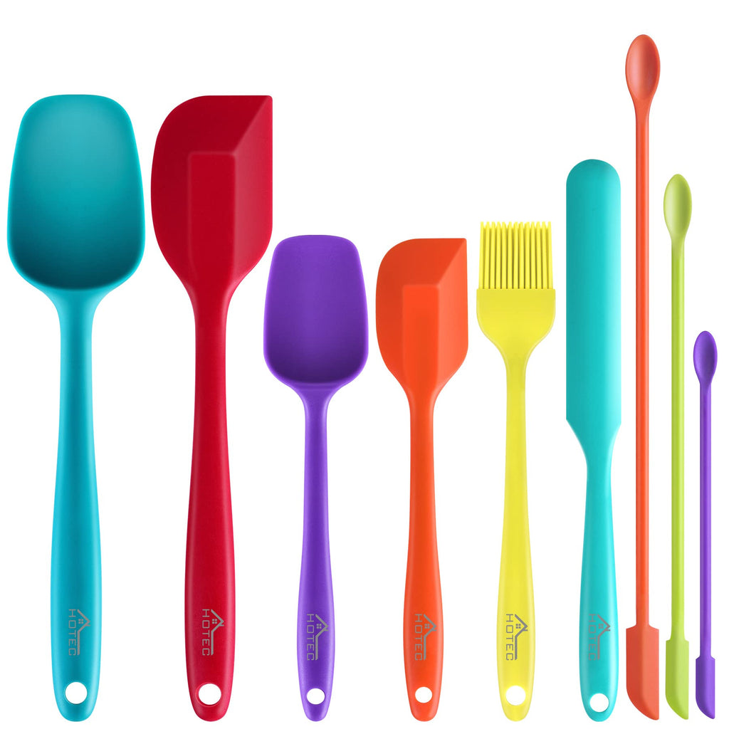 HOTEC 600℉ Heat Resistant Silicone Rubber Spatula Set, Aqua Sky, Set of 5