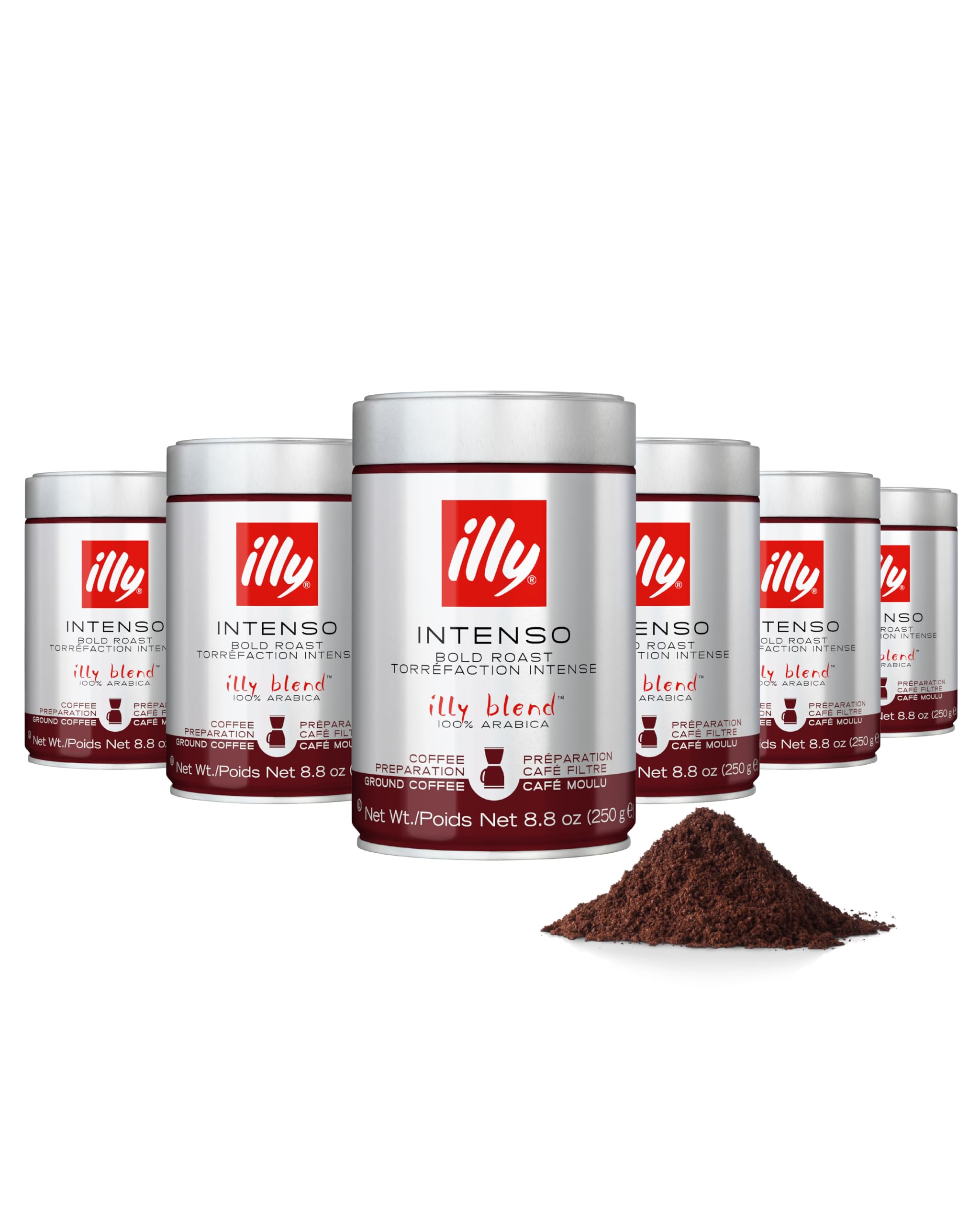 illy Intenso Ground Espresso Coffee, Intense, Robust and Full Flavored With Notes of Deep Cocoa, 100% Arabica Coffee, No Preservatives