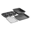 GoodCook Everyday Nonstick Steel 5-Piece Bakeware Set, Gray, Includes Cookie Sheet, Cake Pan, Loaf Pan, Muffin Pan, and Roast Pan, Durable and Scratch-Resistant Baking Set